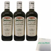 Monini Gran Fruttato Extra Vergine Olivenöl 3er Pack (3x500ml Flasche) + usy Blo