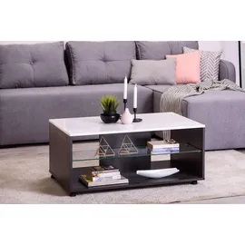 INOSIGN Couchtisch "Enzo", weiß (weiß hochglanz folie, schwarz holz, schwarz holz, weiß hochglanz folie), B:101cm H:45cm T:60cm, Tische, Couchtisch, Hochglanzplatte, mit Rollen