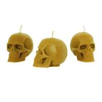 Nklaus 3x Kerzenset Totenkopf Gelb aus biologich reinem Bienenwachs