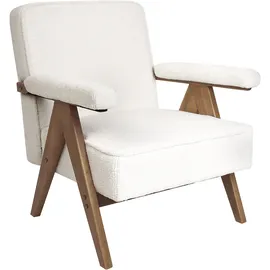 Beliani Sessel EVJE Bouclé 72 x 70 x 70 cm Cremeweiß mit Kissen