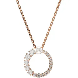 Kette mit Anhänger SWAROVSKI "Schmuck Geschenk Halskette Matrix, 5688751, 5692265", weiß (roségoldfarben, kristallweiß, weiß), Halsketten, Damen, Metall-Perlen, L: 45cm, Metall, Perlen, mit Swarovski Zirkonia (synth.) - mit Swarovski Perle