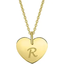 Ketten-Anhänger ONE ELEMENT "Herz mit Gravur R Buchstaben Anhänger aus 333 Gelbgold", gold, Schmuckanhänger, Damen, R, Gelbgold 333, Damen Gold Schmuck Herz mit Gravur R