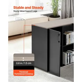 Vevor L-förmiger Chefschreibtisch großer moderner Bürotisch mit Schubladen & Lagerschrank &CPU-Ständer, Schreibtisch aus Holz, 158,7 kg Tragkraft, Computertisch für Arbeit Studium Schreiben