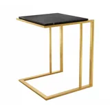 Casa Padrino Luxus Art Deco Designer Beistelltisch Gold mit schwarzer Marmorplatte - Designer Beistelltisch Möbel