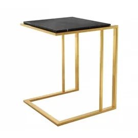 Casa Padrino Luxus Art Deco Designer Beistelltisch Gold mit schwarzer Marmorplatte - Designer Beistelltisch Möbel