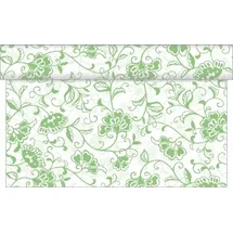 sovie HOME Tischläufer Liv in Apfelgrün aus Linclass® Airlaid, 40 cm x 4,80 m, 1 Stück - Floral Blumen