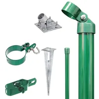 GAH Alberts Alberts Zaunanschluss-Set Wellengittertor an Maschendrahtzaun Set,2s zinkphosphatiert grün mit Einschlag-Bodenhülse Torpfosten-Ø: 76 mm 100 cm, Maschendraht, robust