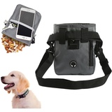 Helweet Hunde Leckerlie Tasche, Futterbeutel Hunde, Futterbeutel Hundetraining, Dog Food Bag, Leckerlitasche für Hunde, Geeignet Zum Tragen Von Hundefutter, DREI Tragemöglichkeiten, Grau