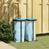 vidaXL Müllsackständer 2 STK., Müllsackhalter mit Deckel, Mülltütenhalter für Küche Garten Garage, Müllbeutelhalter Müllbeutelständer, Schwarz Blau PP