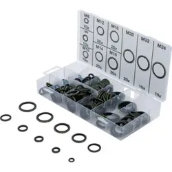 BGS Dichtring-Sortiment 9306, Metall, mit Gummi-Dichtwulst, 150-tlg.