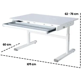 roba kids Kinderschreibtisch Smart Grow 110 x 60 cm Holz lackiert weiß