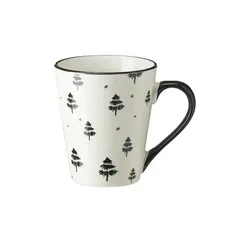 Tasse mit Tannenbäumen Weihnachtsgeschirr , weiß , Porzellan , Maße (cm): B: 12,3 H: 10