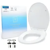 Benkstein Benkstein® Premium Toilettendeckel antibakteriell oval weiß - Duroplast Klodeckel mit Quick-Release-Funktion und Softclose Absenkautomatik - Toilettensitz aus rostfreiem Edelstahl abnehmbar WC Sitz