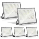 Ikodm LED Strahler, 150W LED Flutlichtstrahler Außen, 5x, 14850LM Superhell 6000K Kaltweiß Außenleuchte, LED Scheinwerfer Flutlicht Baustrahler IP65 für Garten Garage Hotel Deko(kein Stecker)