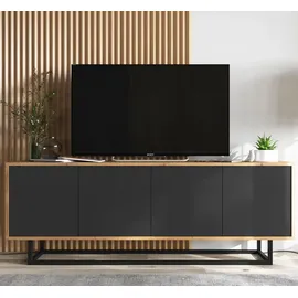 meble lindner Apollo2 TV-Lowboard 150 cm Schwarz Matt
