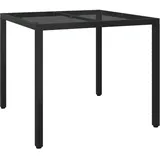 vidaXL Gartentisch 90x90x75 cm Gehärtetes Glas Poly Rattan Schwarz