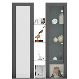 xonox.home Aufsatzvitrine 102 x 141 x 27 cm Weiß/Grau