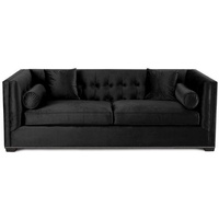 JVmoebel Chesterfield-Sofa Moderner Chesterfield Dreisitzer Schwarzes Polstersofa Stoffmöbel Neu, Made in Europe schwarz