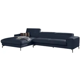 W.Schillig Eckcouch Leder L-Form 3-Sitzer Blau