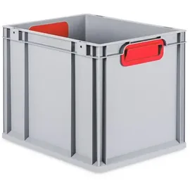 Proregal Spar Set 4x Eurobox Nextgen Color Mit Auflagedeckel & Schiebeschnappverschlüsse HxBxT 32 x 30 x 40 cm Griffe Rot Geschlossen Glatter Boden