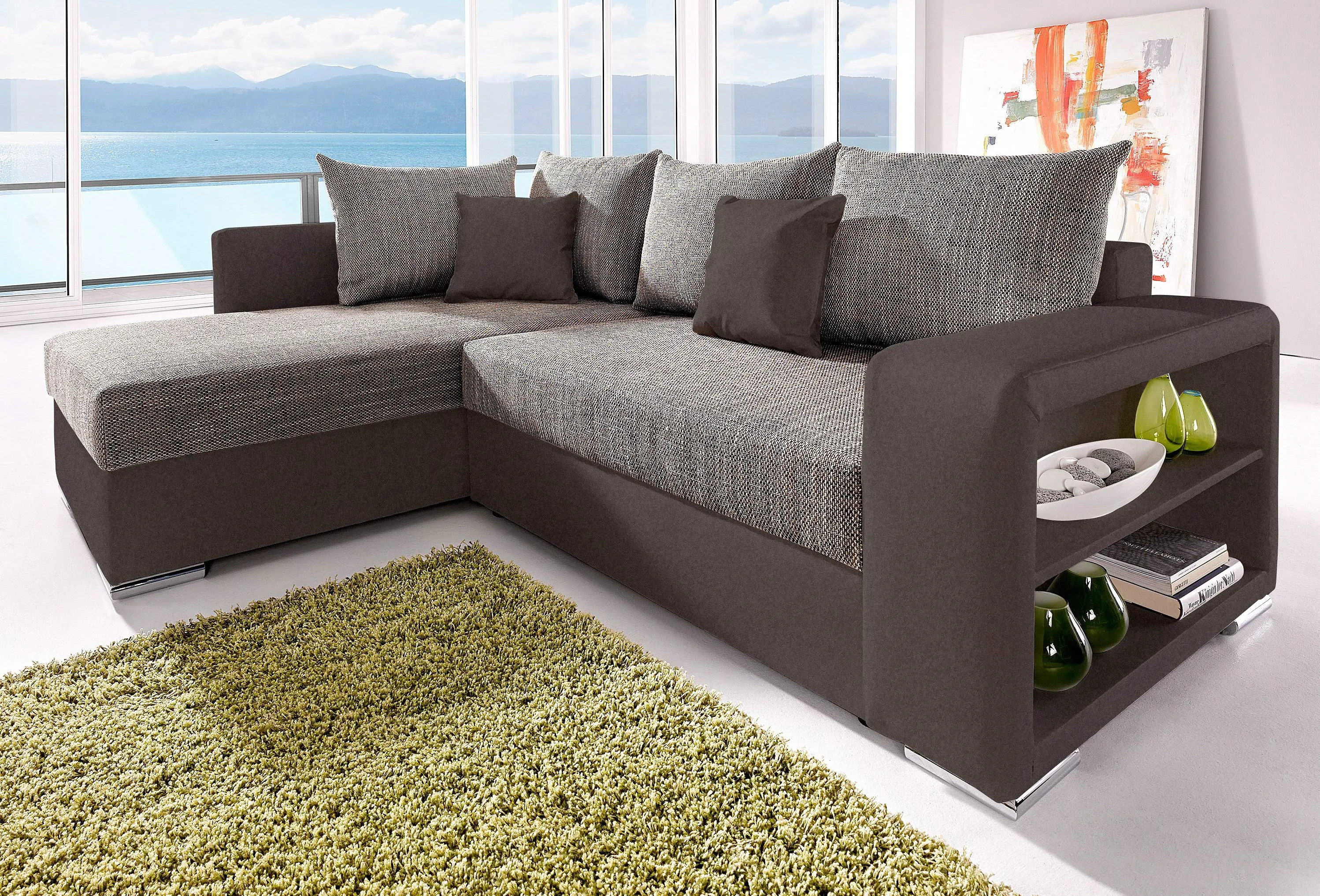 COLLECTION AB Ecksofa John, mit Bettfunktion, mit Rücken- und Zierkissen COLLECTION AB braun/cappuccino