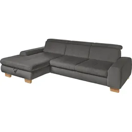 Set One by Musterring Ecksofa, grau (anthrazit), SET ONE BY MUSTERRING, Sofas, B/H/T: 307cm x 86cm x 195cm, Cord, Ottomane links, Sitzhöhe 49cm,Sitztiefenverstellung im 3-Sitzer,Kopfteilverstellung,Bettfunktion,Bettkasten, 88% Polyester;12% Polyamid, Ecksofa, Kopteil