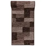 mazovia rutschfest Teppich Läufer Flur - Modern Geometrische Muster Teppichläufer - Kurzflor Flurläufer für Vorzimmer, Schlafzimmer, Küche - ÖKO-TEX Zertifiziert - Meterware Braun - 67 x 100 cm