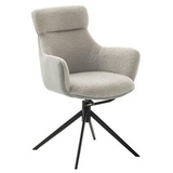 MCA Furniture MCA PELION 4 Fuß Stuhl mit Armlehnen Stahl/Stoffbezug 360° drehbar - Lichtgrau / Schwarz