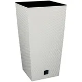 A.I.&E. Übertopf Pflanztopf Blumentopf 32x32x62cm Rattan Optik in Weiß, Rattanoptik weiß