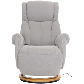 MCA Furniture MCA Relaxsessel + Aufstehhilfe HWC-N58, Fernsehsessel Sessel Fußstütze Bouclé Stoff Holz ~ grau, Holz Natur