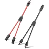 DAWRIS Solarkabel Y-Verteiler, 1Y2 Solarpanel Y Stecker 10AWG Y Stecker Fotovoltaik Kabel Y Steckerm, Solar PV Paralleladapter Solarpanel Kabel für Solaranlage Steckerfertig, 1 Paar