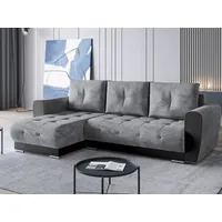 BroMARKT Ecksofa DOMI Schlaffunktion Bettkasten L-Form 250x151x72cm Grautöne - Grau