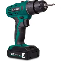 VONROC Akku-Bohrmaschine 16V Inkl. 1.5Ah Akku, Schnellladegerät, 2 Schraubbits