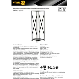 TRIZERATOP Kaminholzregal Pulverbeschichteter Stahl 34 x 34 x 111 cm Schwarz