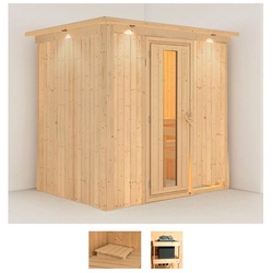 Karibu Sauna Bedine, BxTxH: 210 x 165 x 202 cm, 68 mm, (Set) ohne Ofen beige