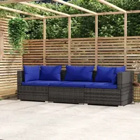 vidaXL Polyrattan Lounge-Sofa blau/grau inkl. Kissen 317566