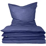 SCHIESSER Doubleface Feinbieber blau 155 x 220 cm + 80 x 80 cm