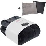 s.Oliver Wohndecke S.OLIVER "Doublesoft, Kuscheldecke, Deal, Kissen geschenkt", grau (dunkelgrau, grau), B:150cm L:200cm, Polyester, Wohndecken, Wohndecke, Kuscheldecke 150x200 cm, GRATIS-Zugabe:2x Kissenhülle (Reißverschluss)