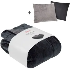 s.Oliver Wohndecke S.OLIVER "Doublesoft, Kuscheldecke, Deal, Kissen geschenkt", grau (dunkelgrau, grau), B:150cm L:200cm, Polyester, Wohndecken, Wohndecke, Kuscheldecke 150x200 cm, GRATIS-Zugabe:2x Kissenhülle (Reißverschluss)