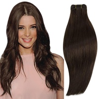 RUNATURE Echthaar Tressen Zum Einnähen Braun Gerade Haarverlängerung 35cm Tressen Echthaar Dunkelbraun Menschliches Haar Echthaar Tressen Dunkelbraun Extensions 100g #2