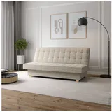 e-meubles Sofa mit Schlaffunktion und Bettkasten, Kippsofa Klappsofa Schlafsofa Clic-Clack Couch für Wohnzimmer Federkern Sofagarnitur Polstersofa - Creme