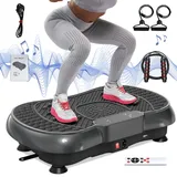 Vibrationsplatte – 99 Vibrationsstufen – 15 Trainingsprogramme – Led-anzeige – Integrierte Lautsprecher/bluetooth – Mit Fernbedienung – Widerstandsbänder Und Springseile – 55,5 X 37 X 15,5 Cm