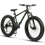VELORS Fatbike 26 Zoll Mountainbike 4,0 Fatbike MTB für Herren Damen, Jungen 21 Gang Shimano Tourney Schaltwerk mechanische Scheibenbremse Fat Bike - Grün