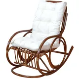 Rattan Schaukelstuhl in Dunkelbraun Auflage