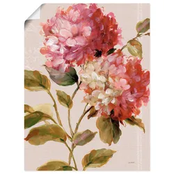 Wandbild ARTLAND "Harmonische Hortensien", pink (farbe bild(er): pink), B:45cm H:60cm T:0,1cm, Papier, Bilder, als Leinwandbild, Poster in verschied. Größen