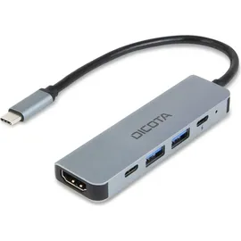 Dicota USB-C 5-in-1 Video Hub 4K PD 100W silver - Silber