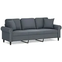 VidaXL 3-Sitzer-Sofa mit Zierkissen Dunkelgrau 180 cm Samt
