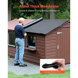 Vevor Dachbahn 4,572 x 9,144 m 1,14 mm EPDM Folie Schwarz