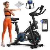 MERACH Heimtrainer mit verstellbarem Widerstand, leise mit LED-Monitor (1-tlg., inkl. verbessertem LED-Monitor, App, Halter & Speedbike), Kardiotraining Riemenantrieb, stabile Konstruktion, bis 136kg schwarz