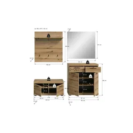 Möbel Kraft Garderobenkombination 195x40x197 cm beige